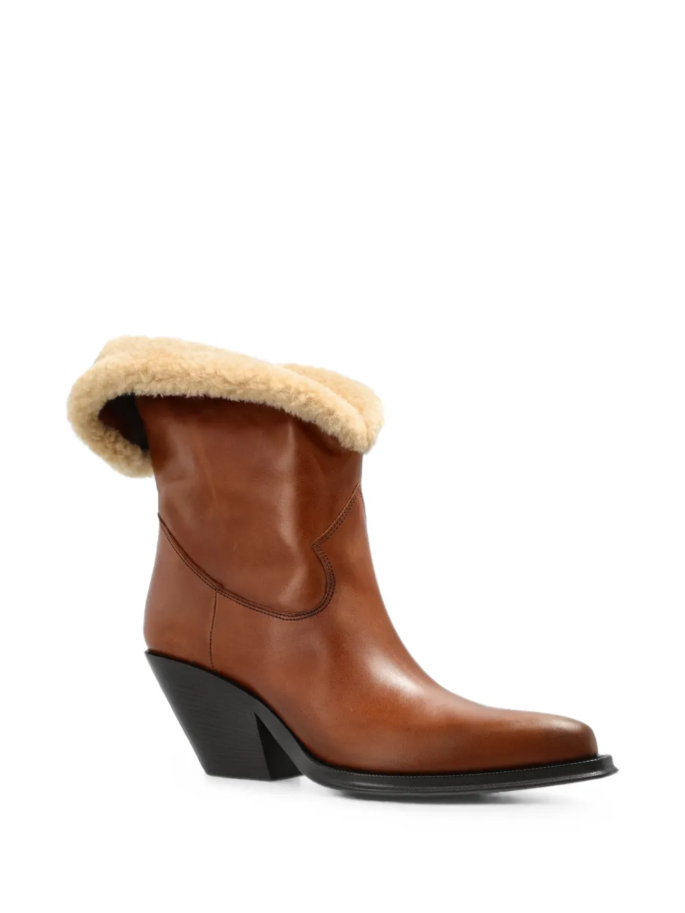 Chloé Azelan shearling-trim ankle boots Bruin