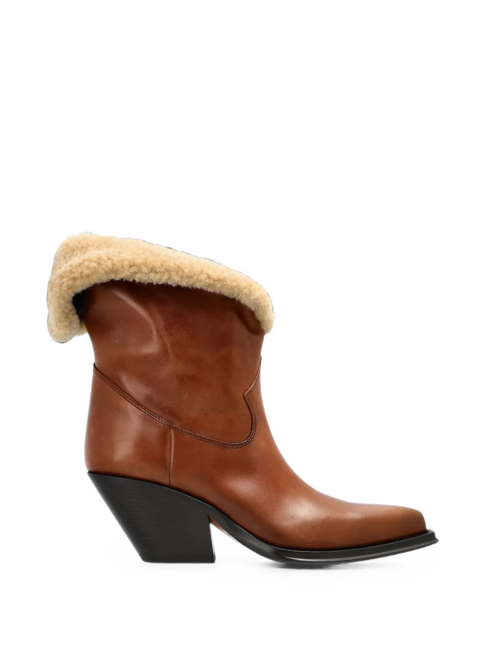 Chloé Azelan shearling-trim ankle boots - Marrone