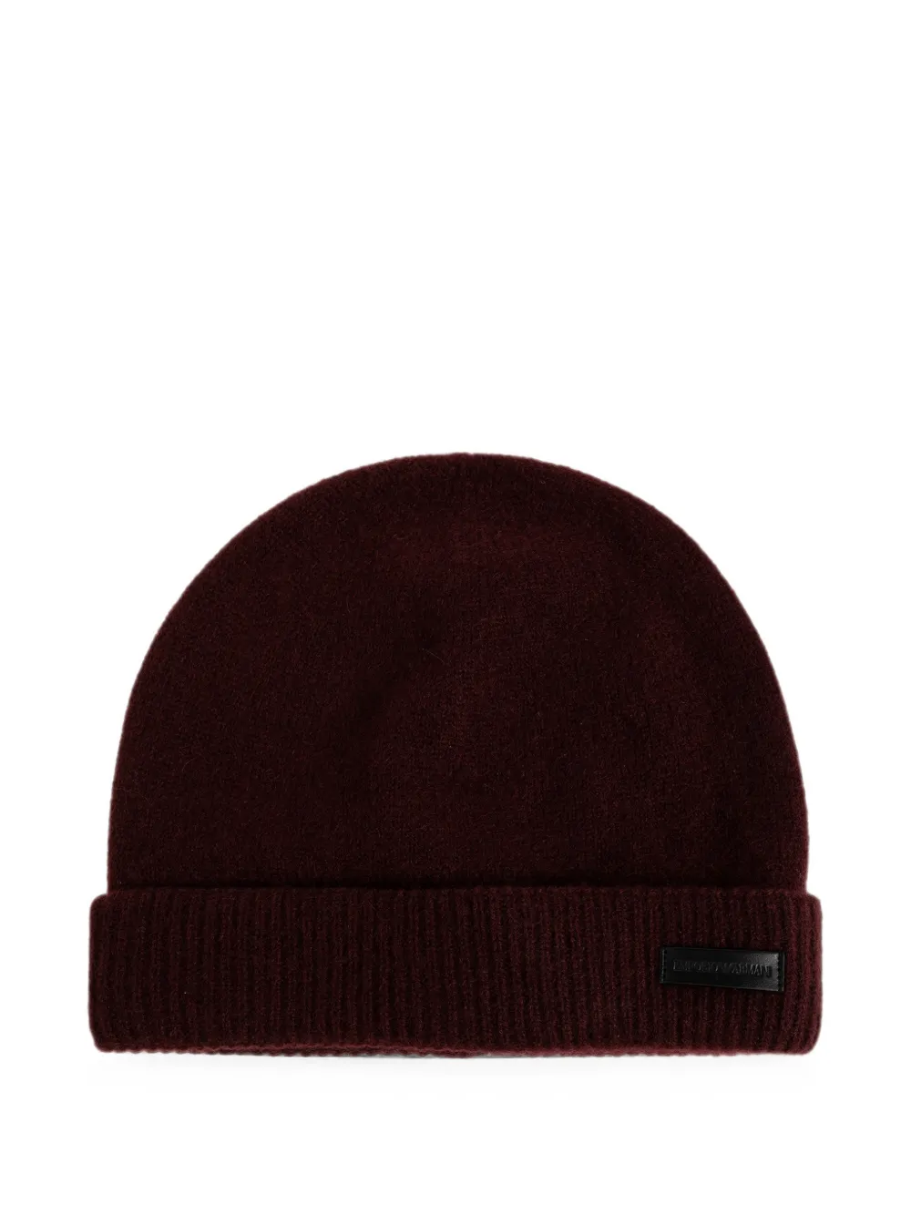 Emporio Armani logo-patch cashmere beanie hat - Rosso