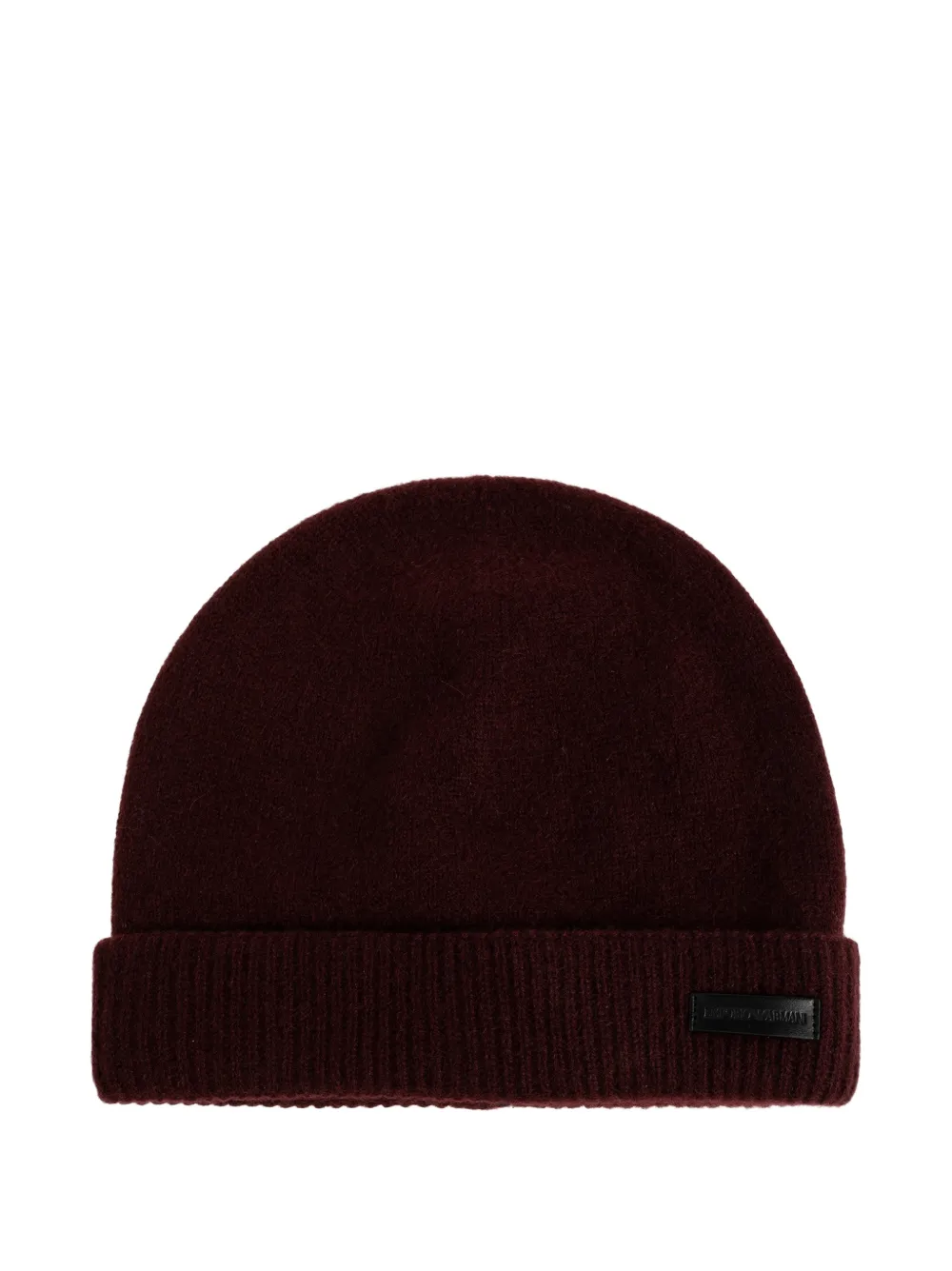 Emporio Armani logo-patch cashmere beanie hat - Rosso