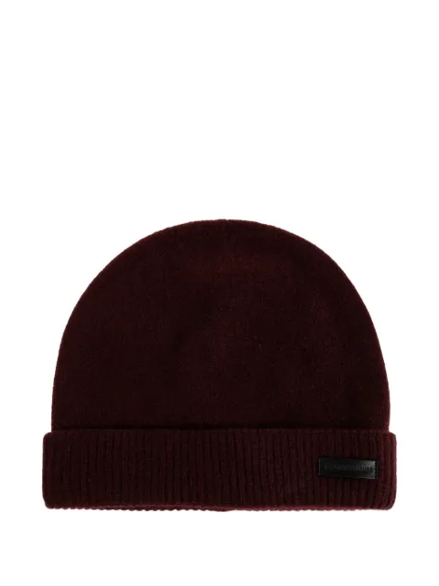 Emporio Armani logo-patch cashmere beanie hat