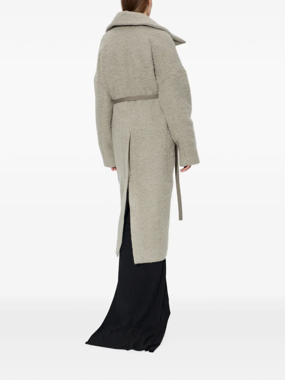 Rick Owens Jas met ceintuur en oversized kraag Grijs