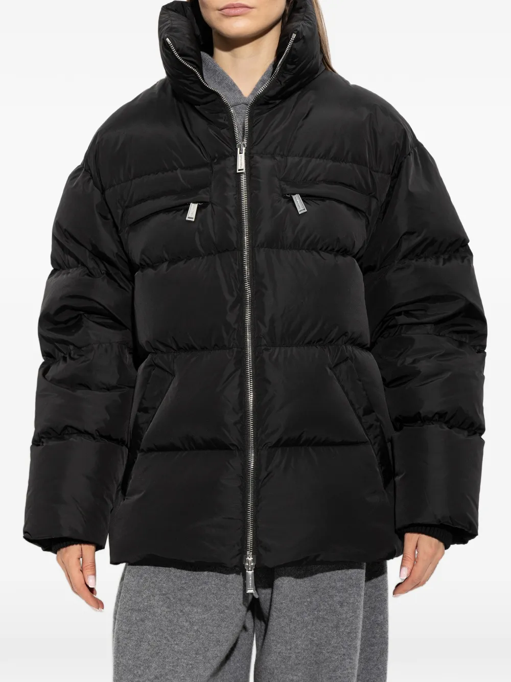DSQUARED2 Gewatteerd jack met opstaande kraag Zwart