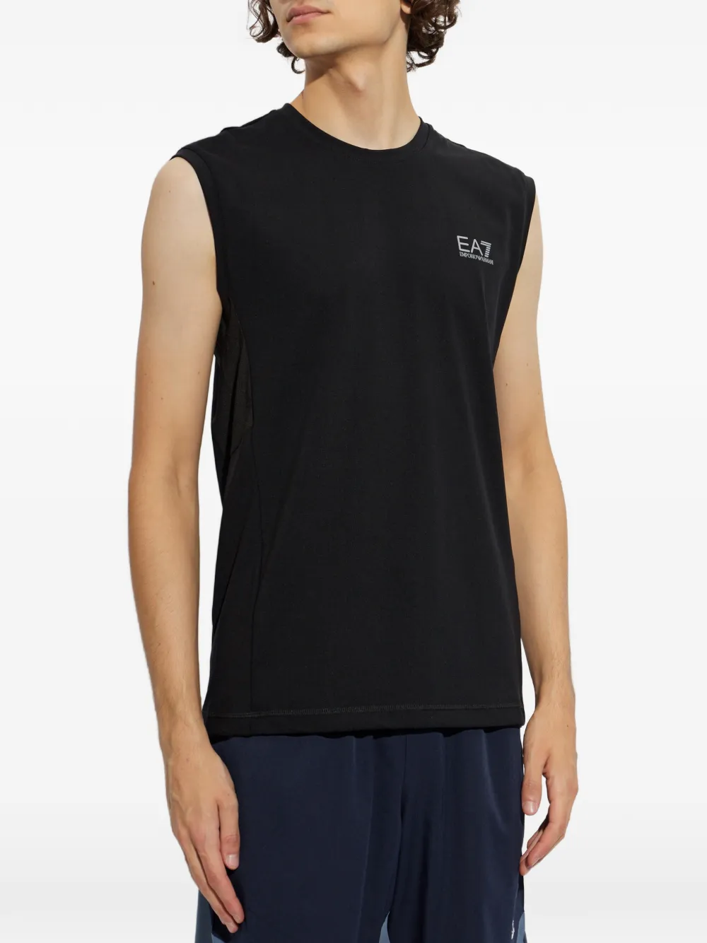 Ea7 Emporio Armani Mouwloos T-shirt met logoprint Zwart