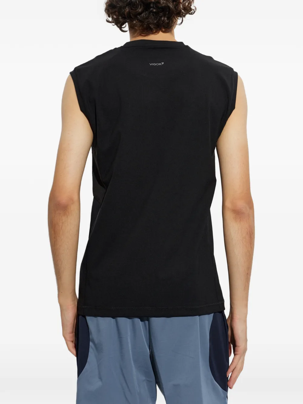 Ea7 Emporio Armani Mouwloos T-shirt met logoprint Zwart