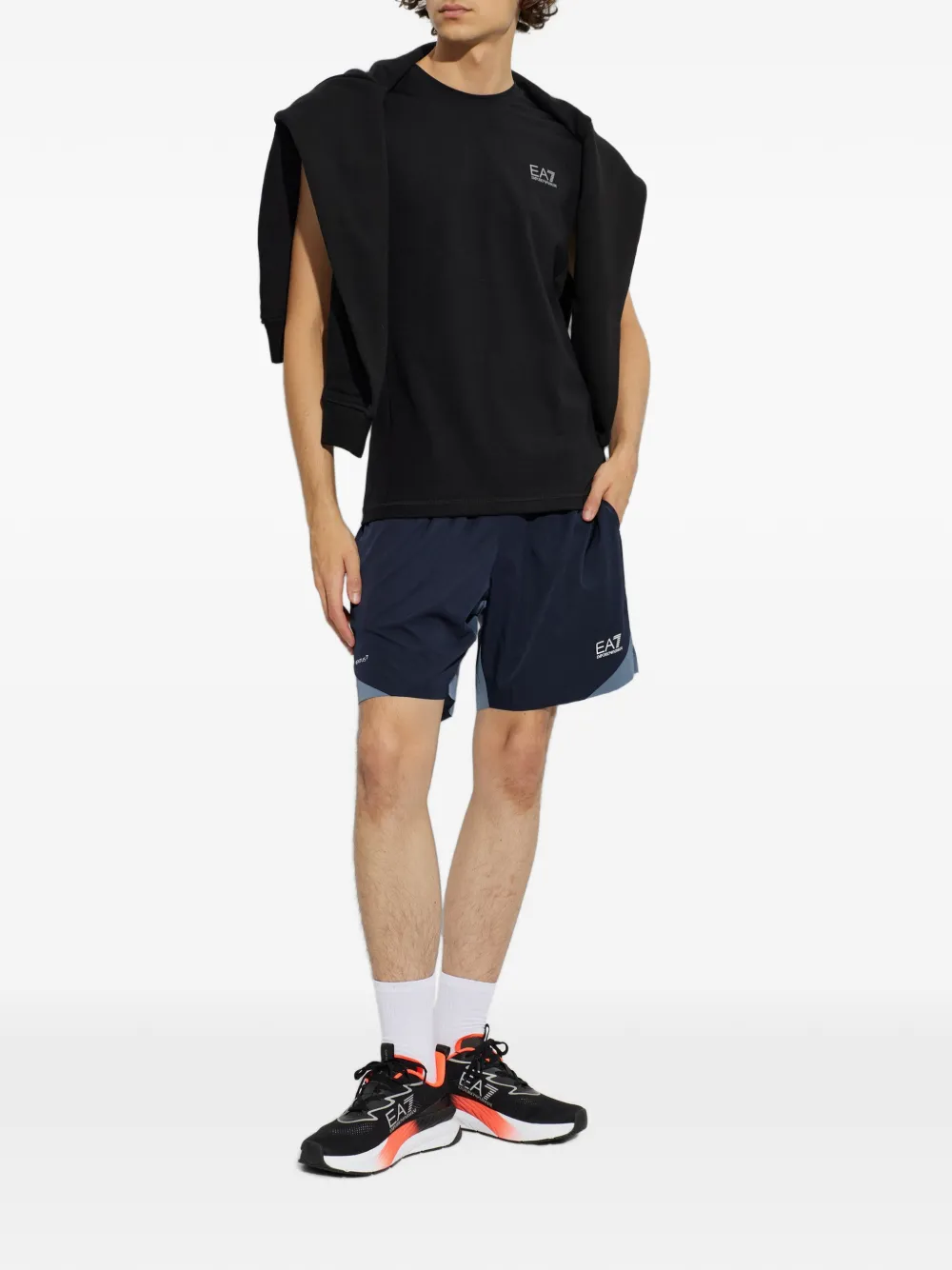 Ea7 Emporio Armani Mouwloos T-shirt met logoprint Zwart