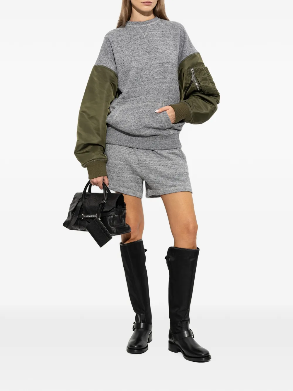 DSQUARED2 Shorts met trekkoord en mergel-effect Grijs