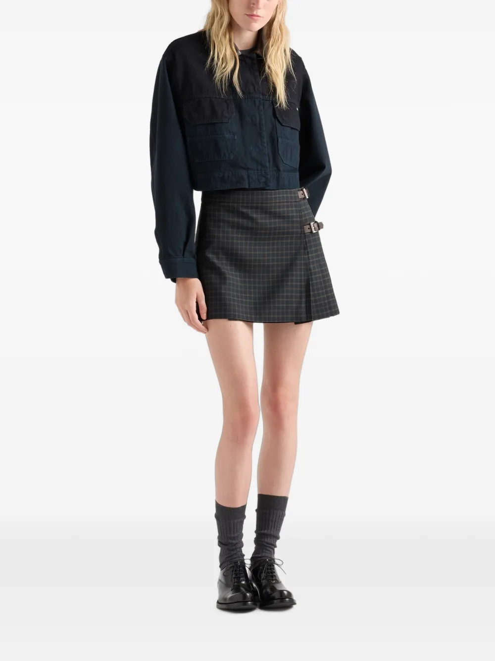 Prada Geruite mini-rok Grijs