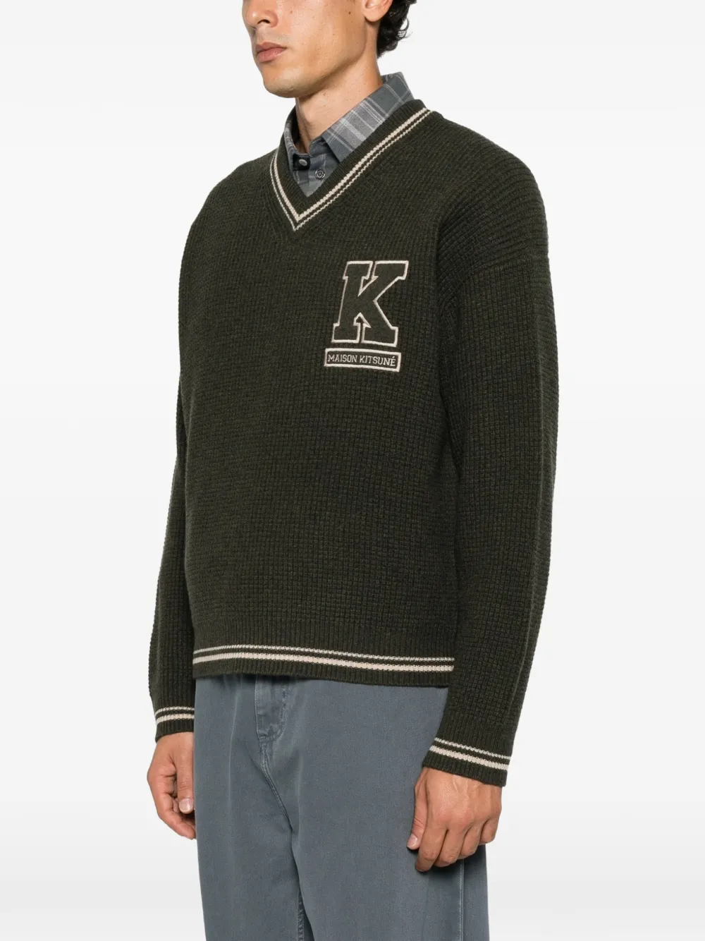 Maison Kitsuné Trui met logopatch Groen