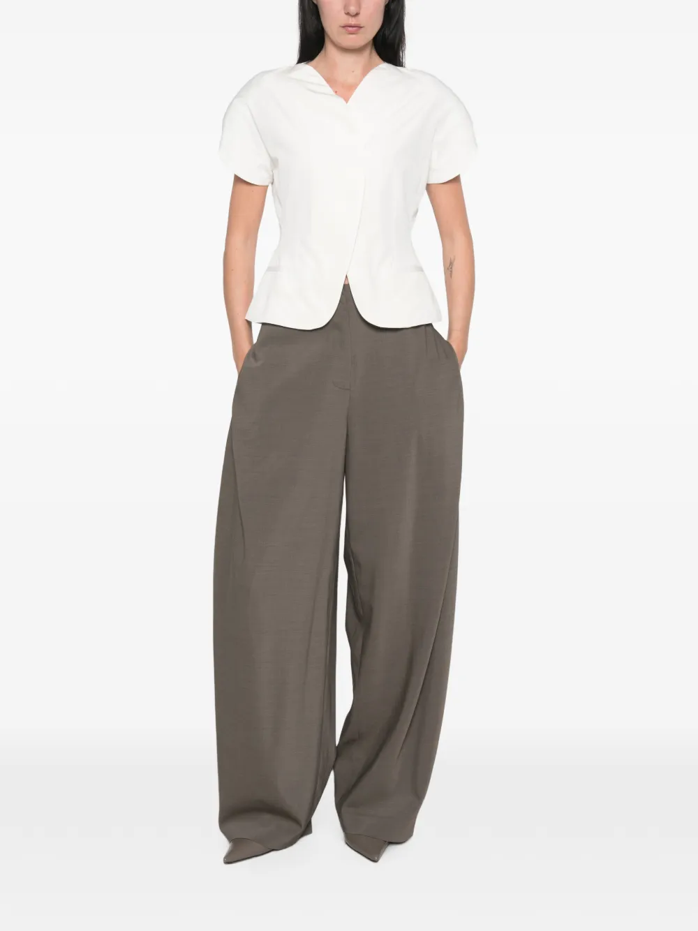 Jacquemus Ovalo short-sleeve blouse Wit