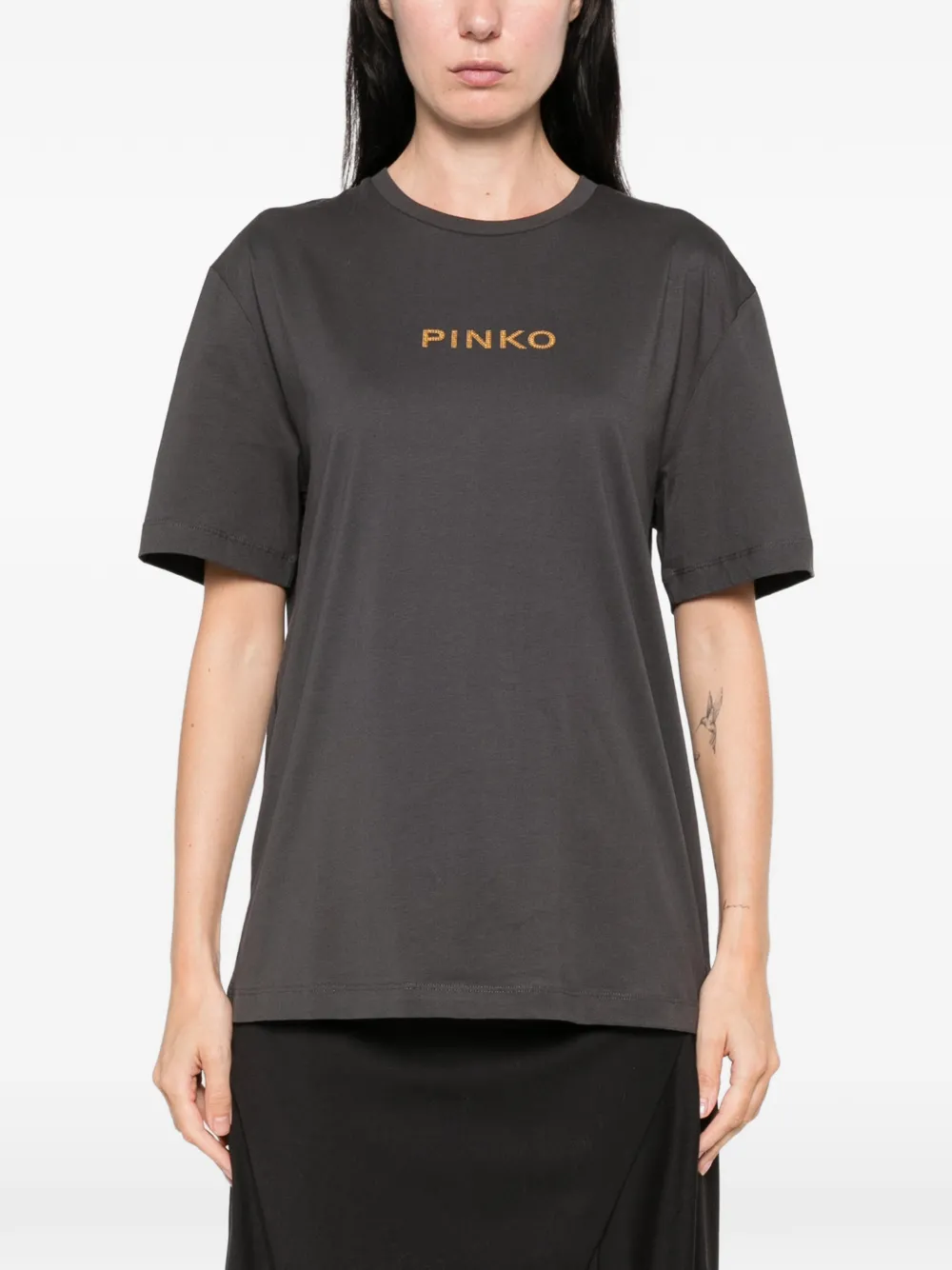 PINKO T-shirt verfraaid met stras Grijs