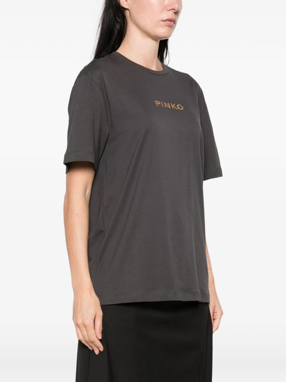 PINKO T-shirt verfraaid met stras Grijs