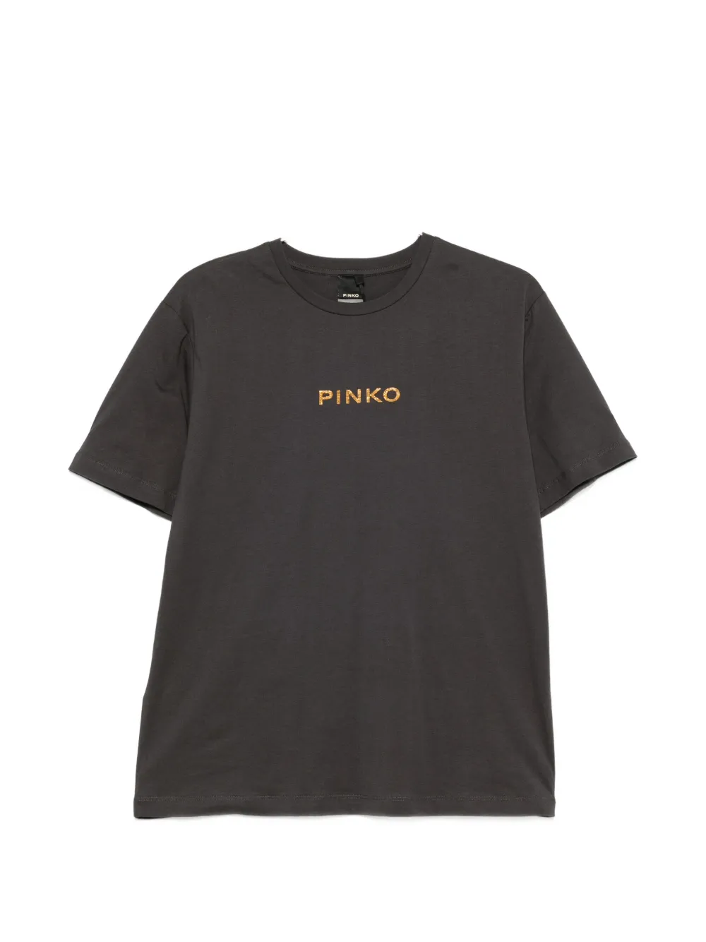 PINKO logo-print rhinestone-embellished T-shirt - Grigio