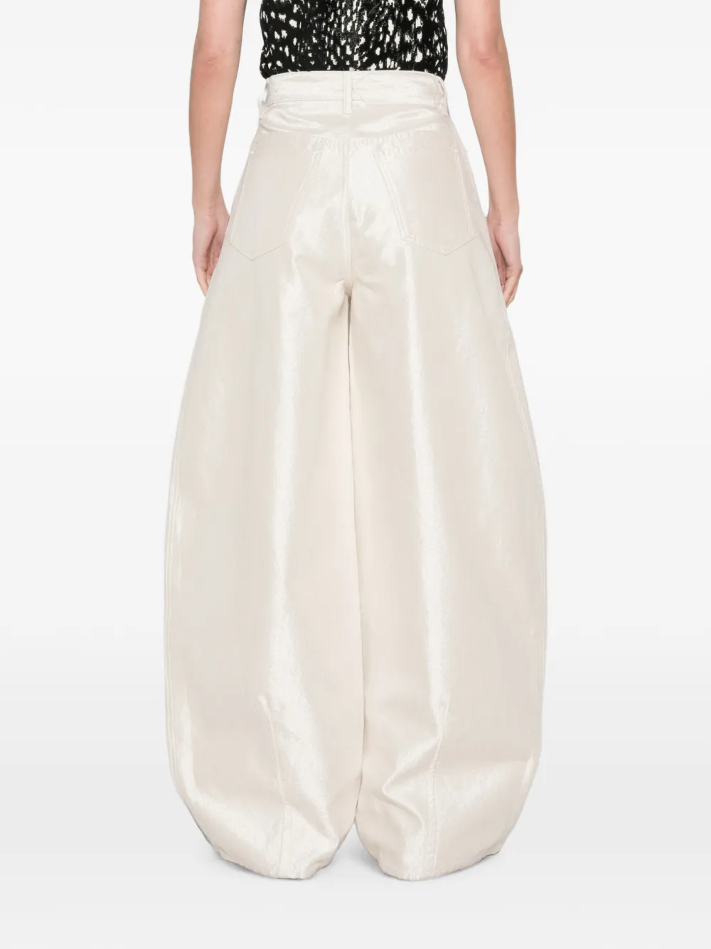 Jacquemus De-Nîmes Ovalo jeans met wijde pijpen en metallic afwerking Beige