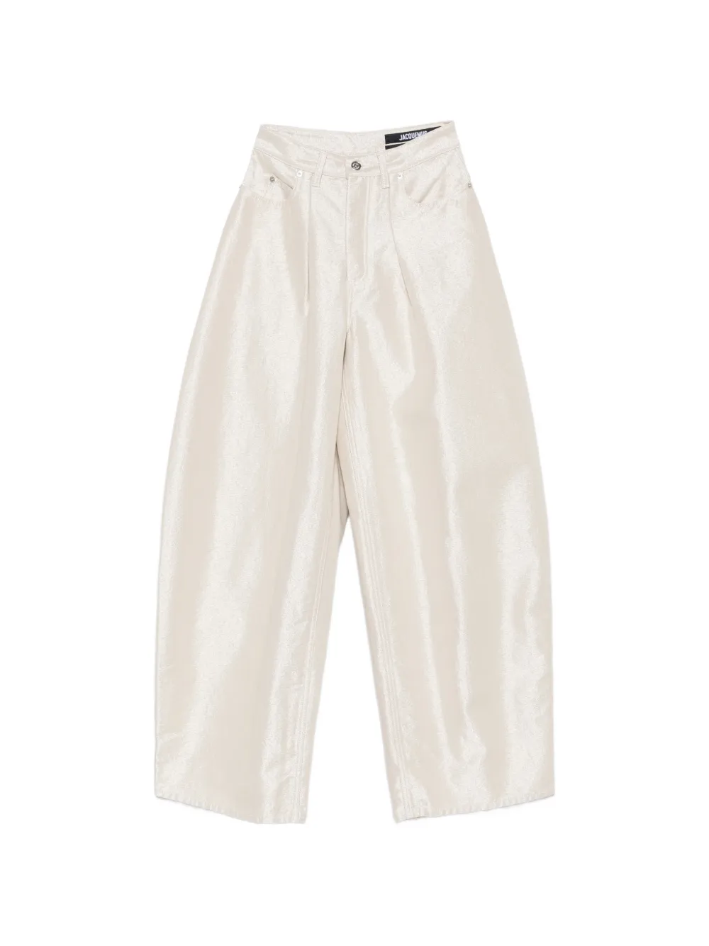 Jacquemus De-Nîmes Ovalo metallic-finish wide-leg jeans - Toni neutri