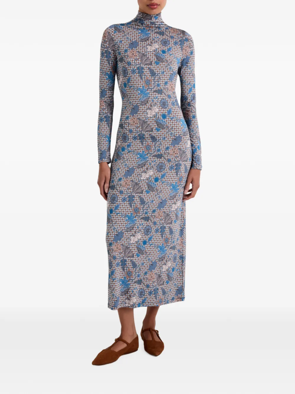 Marie Oliver Paxton maxi-jurk met bloemen-print Blauw