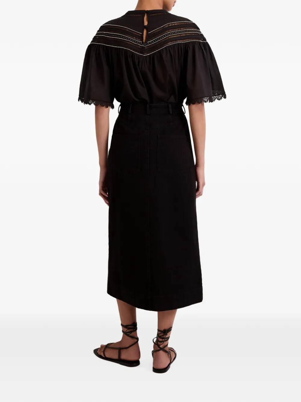 Marie Oliver Leighton midi-rok met split aan de voorkant Grijs