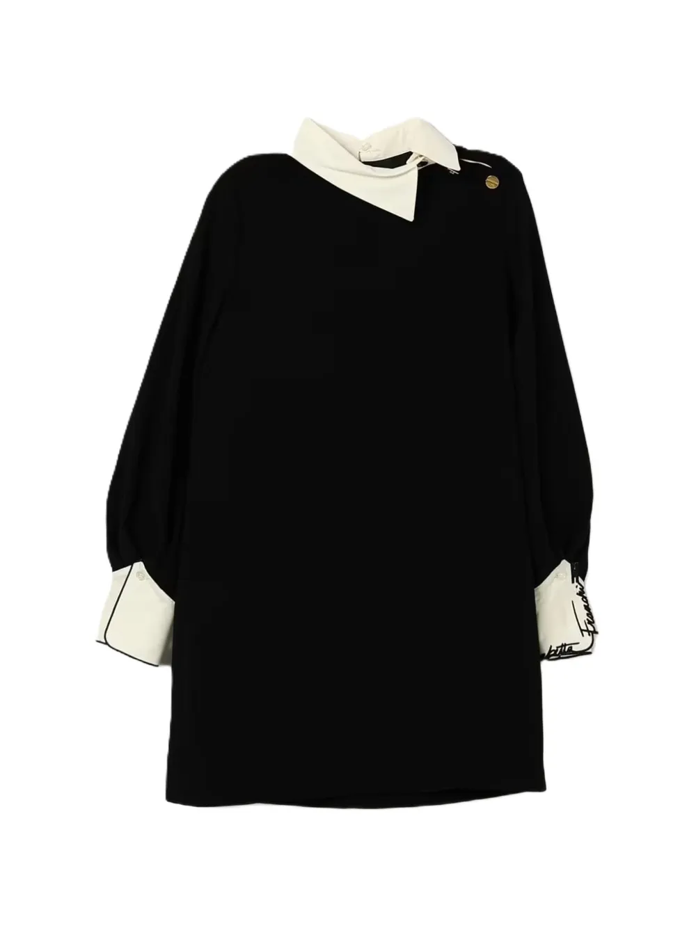 Elisabetta Franchi Kids logo-embroidered contrast-collar dress Zwart