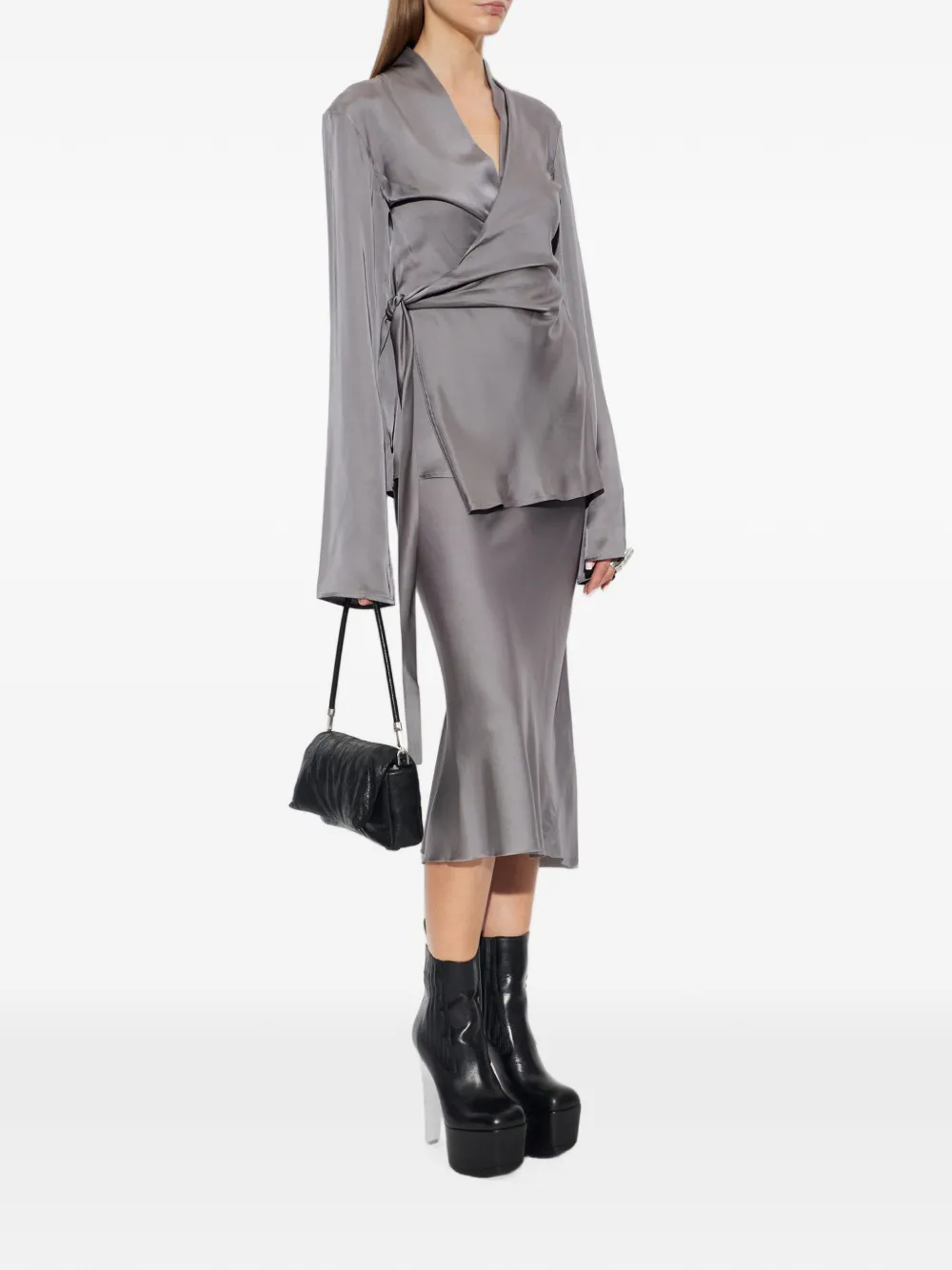 Rick Owens Midi-rok met elastische tailleband en satijnen afwerking Grijs