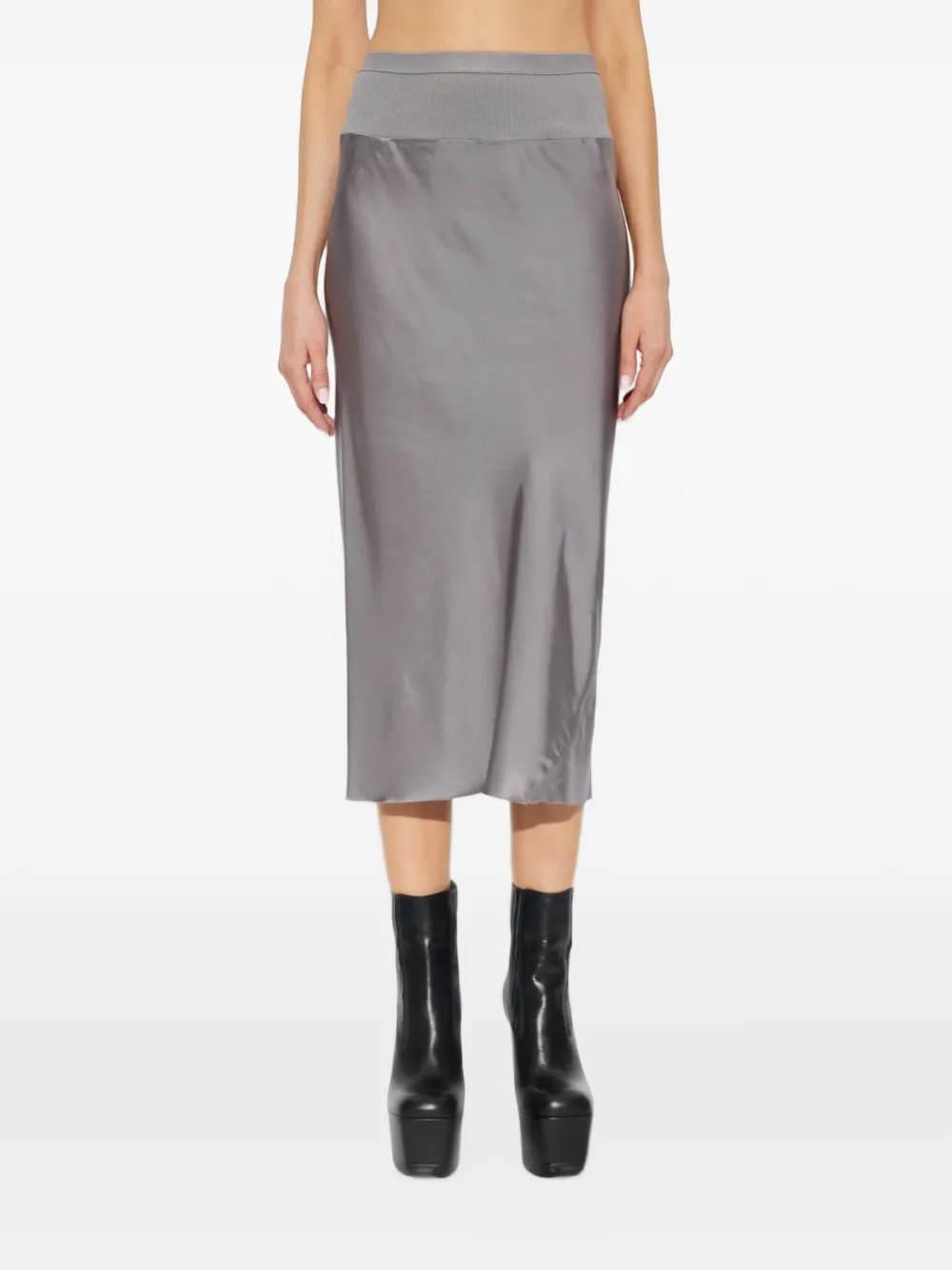 Rick Owens Midi-rok met elastische tailleband en satijnen afwerking Grijs