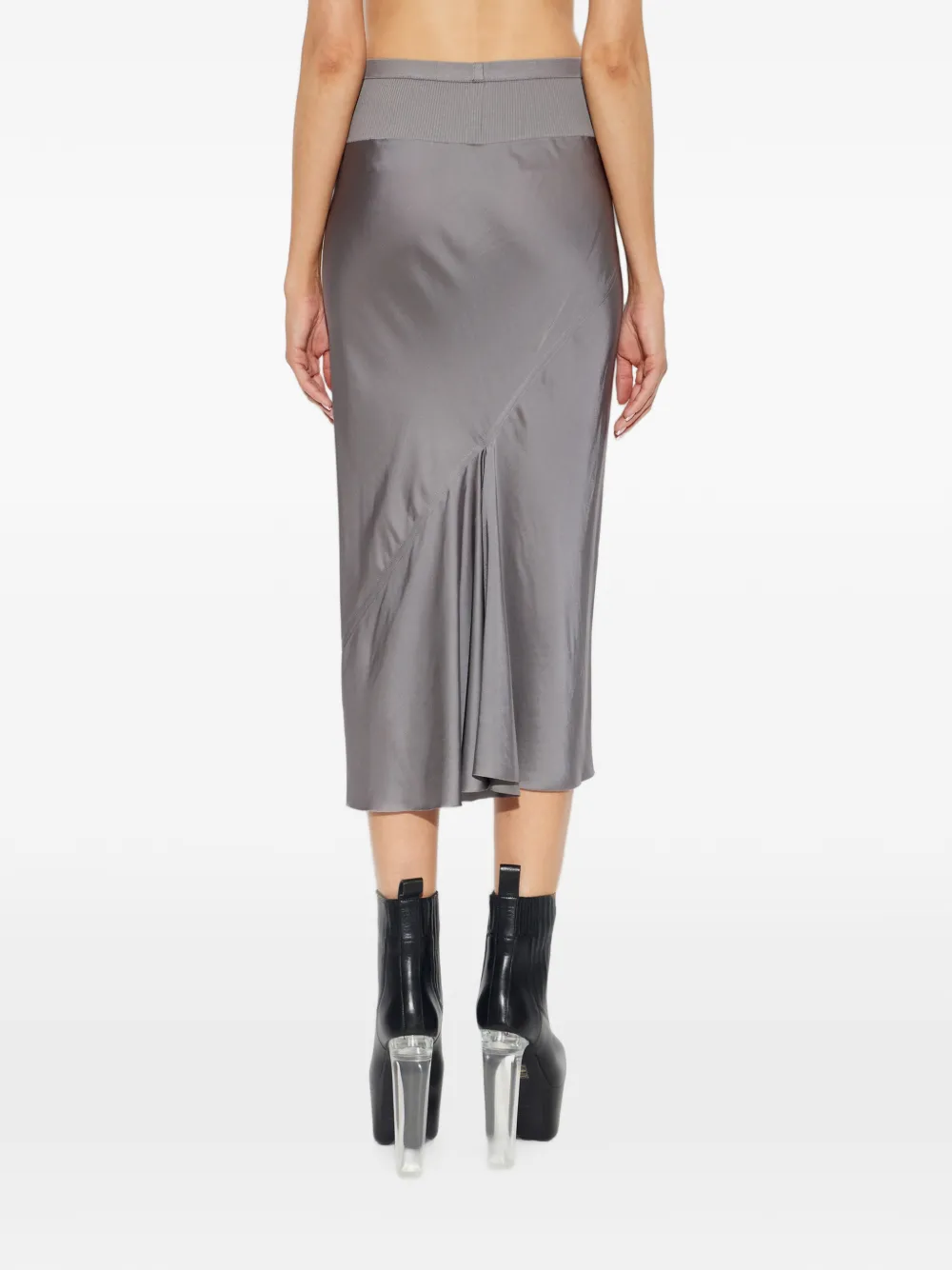Rick Owens Midi-rok met elastische tailleband en satijnen afwerking Grijs