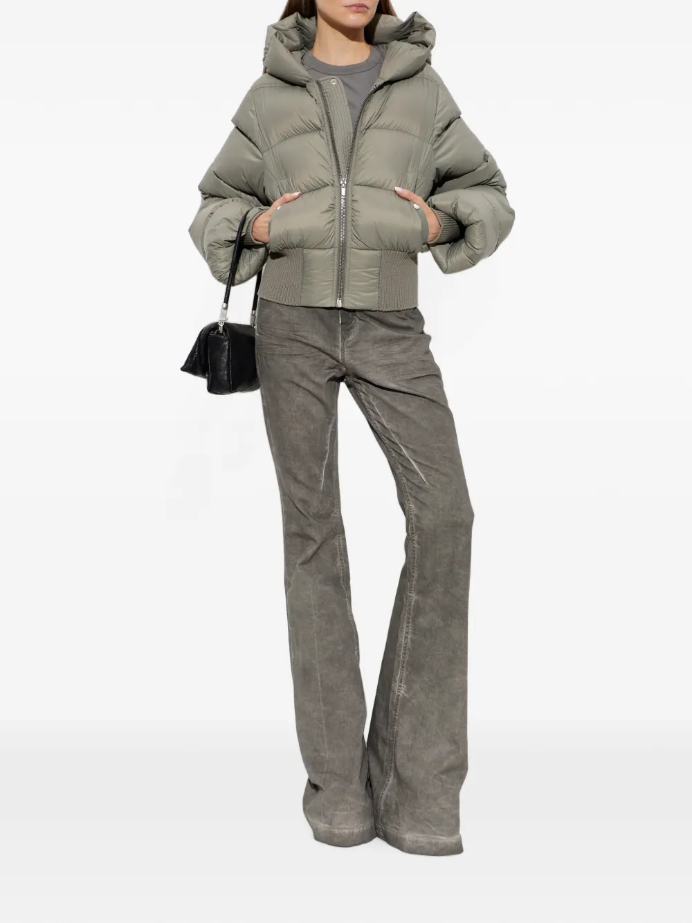 Rick Owens hooded puffer jacket Groen