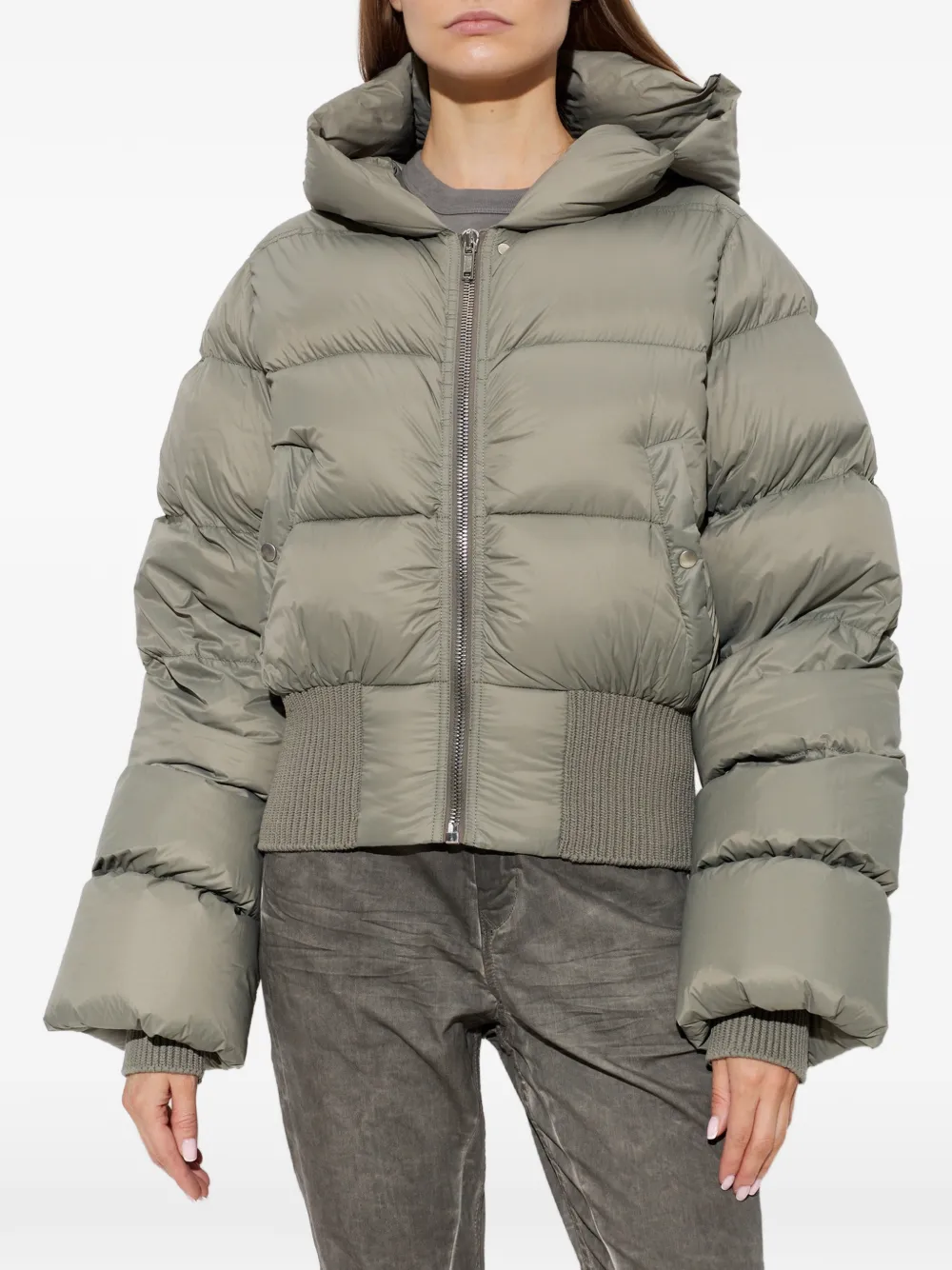 Rick Owens hooded puffer jacket Groen