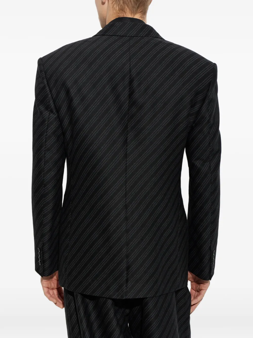 Versace Blazer met krijtstreep en dubbele rij knopen Zwart