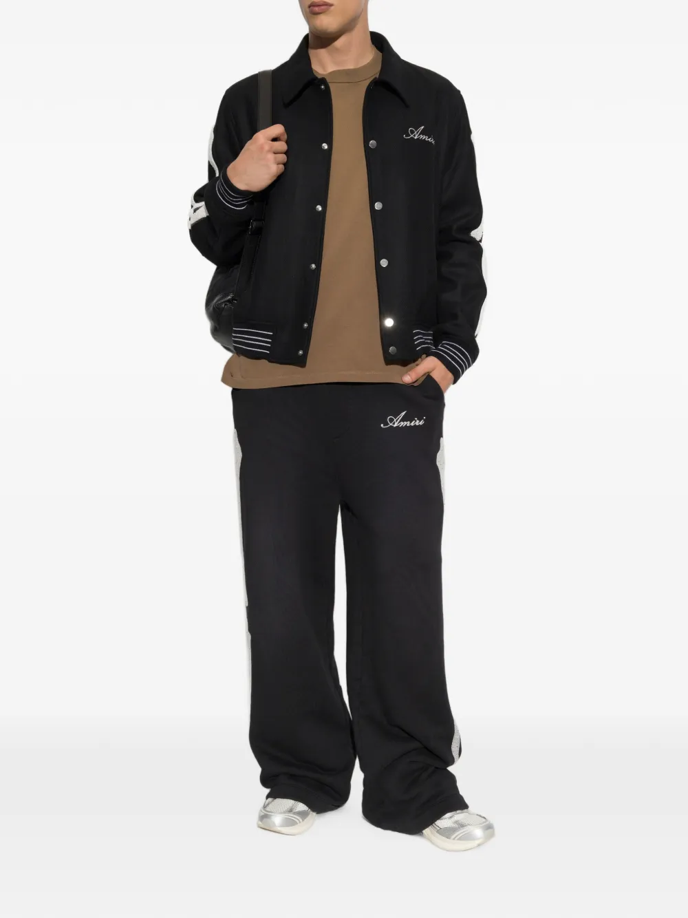 AMIRI T-shirt met geborduurd logo Bruin