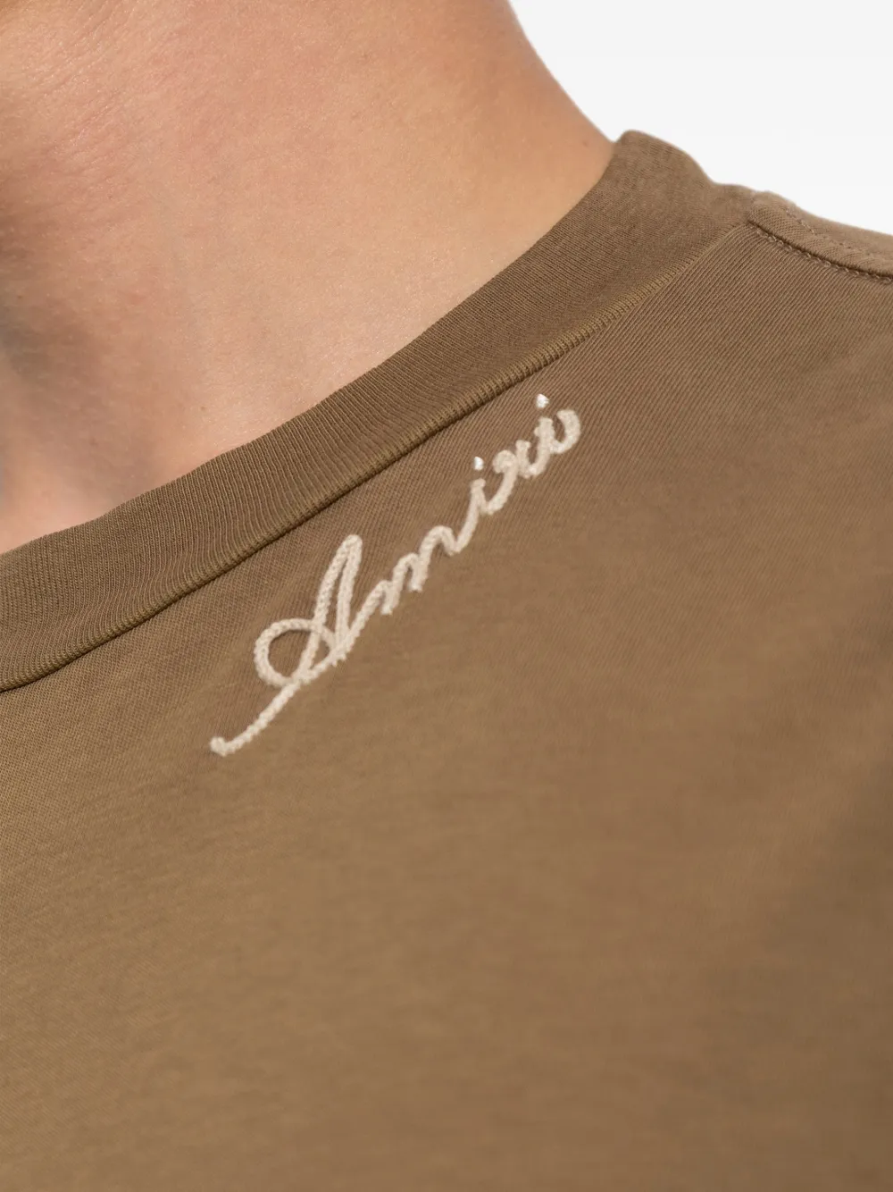 AMIRI T-shirt met geborduurd logo Bruin