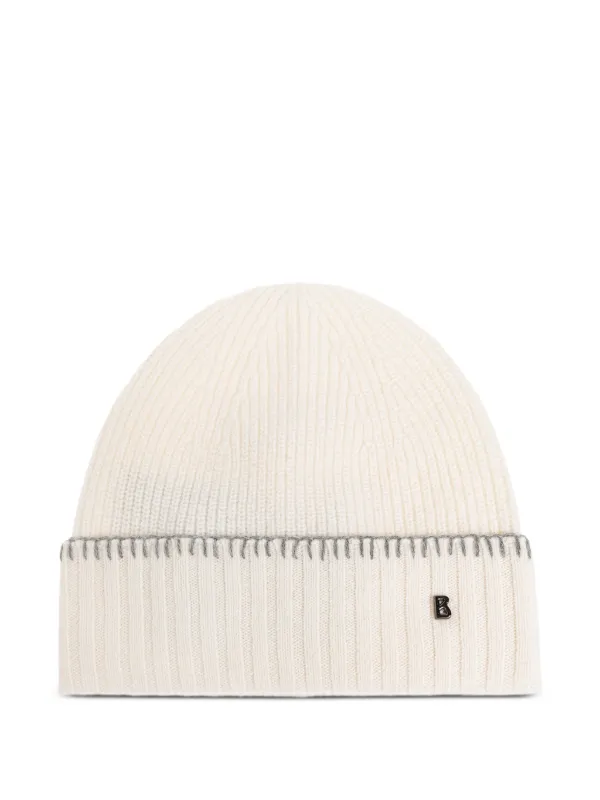 Bogner Moulan Ribbed Beanie Hat in Neutrals