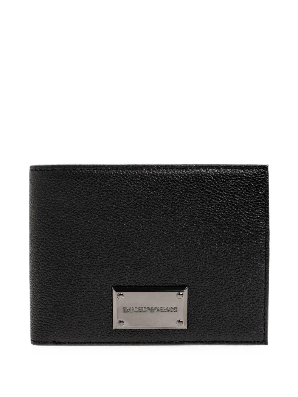 Emporio Armani logo-plaque pebbled leather wallet - Nero