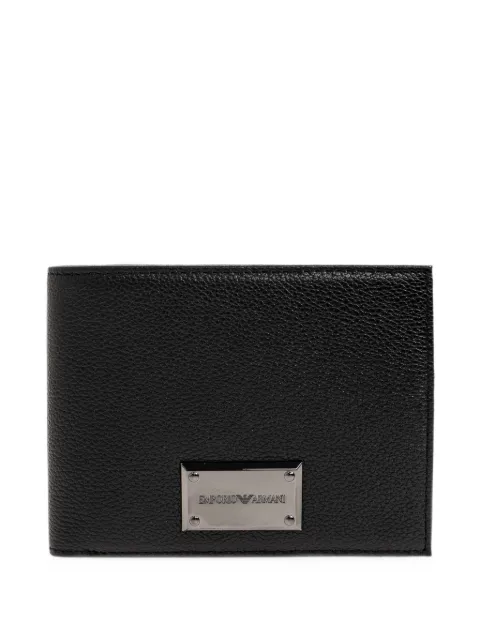 Emporio Armani logo-plaque pebbled leather wallet
