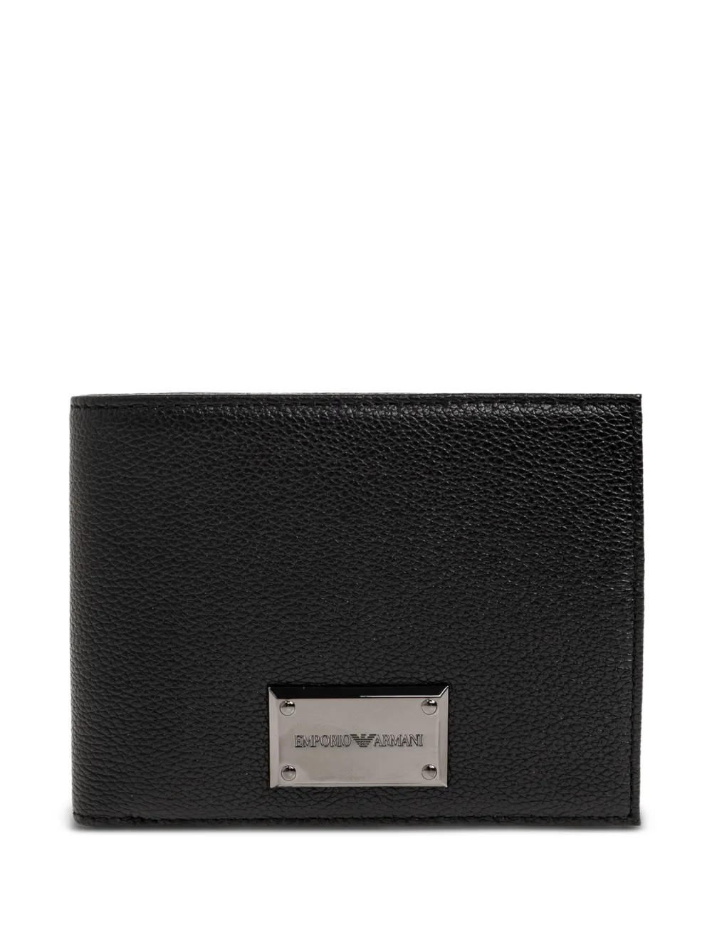 Emporio Armani logo-plaque pebbled leather wallet - Nero
