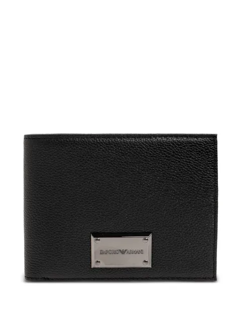 Emporio Armani cartera granulada con placa del logo