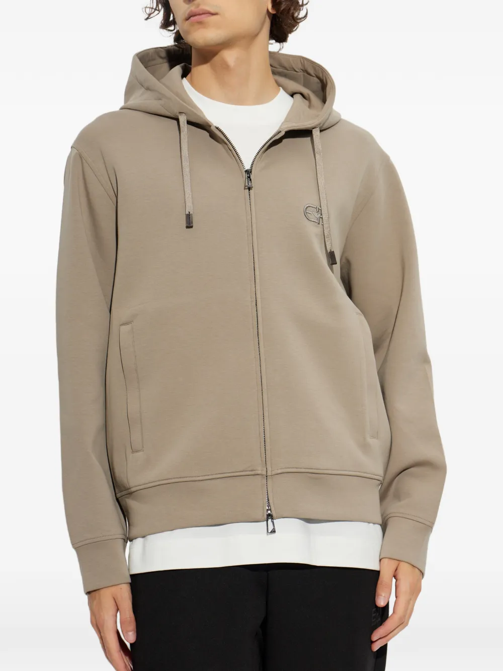Emporio Armani Hoodie met geborduurd logo Beige