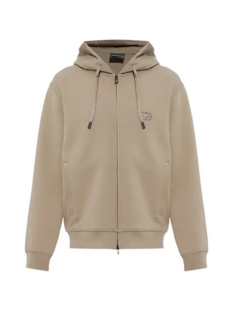 Emporio Armani logo-embroidered zip-up hoodie