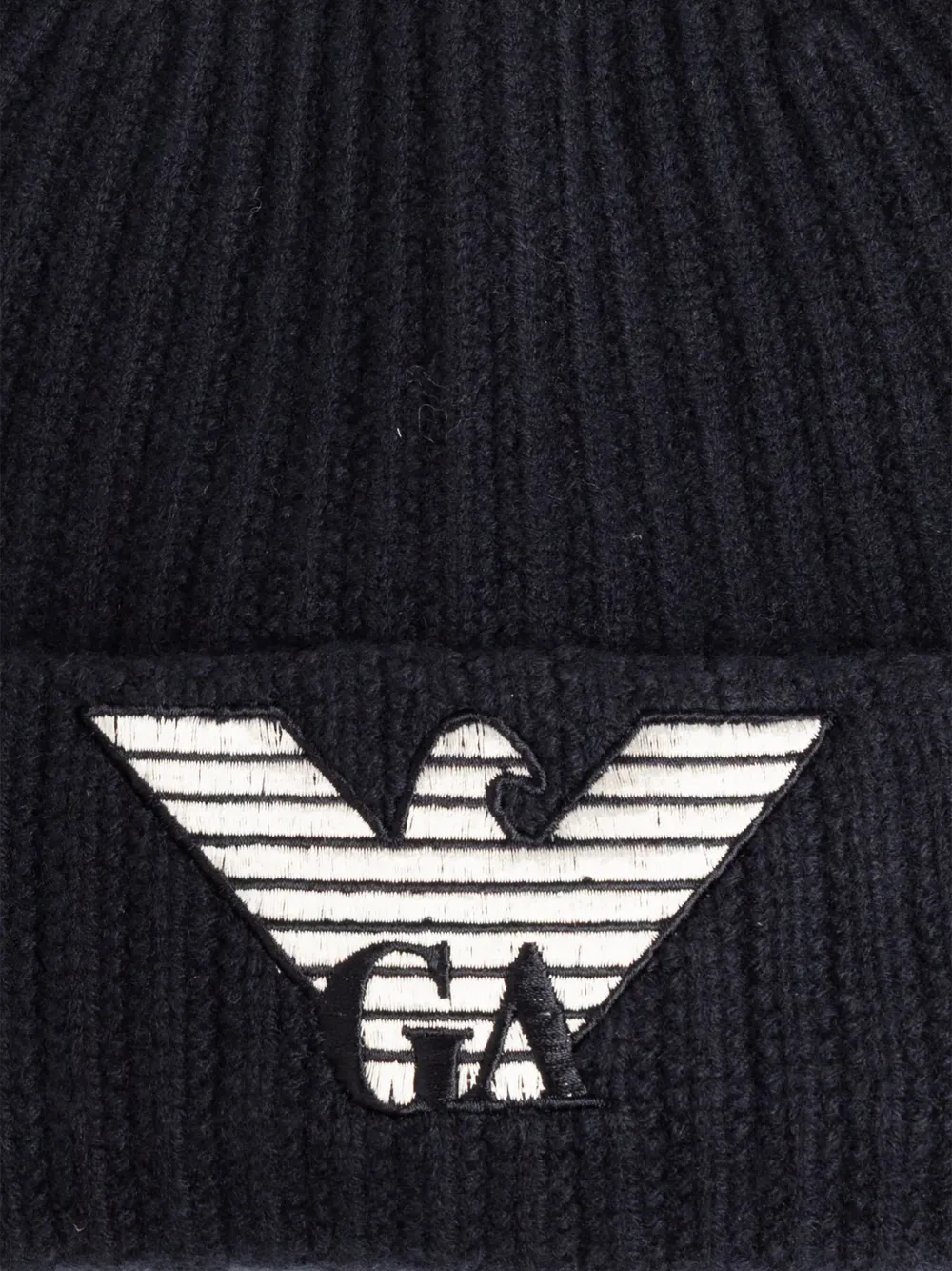 Emporio Armani Geribbelde muts met geborduurd logo Blauw