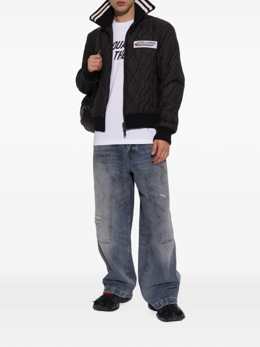DSQUARED2 Gewatteerd jack met logopatch Zwart