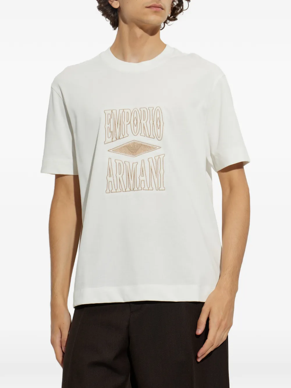 Emporio Armani T-shirt met geborduurd logo Wit