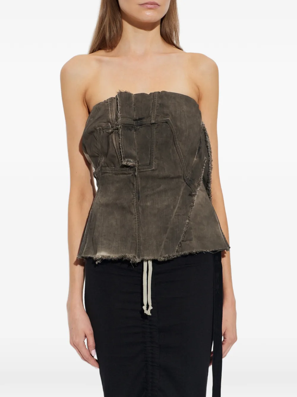 Rick Owens DRKSHDW frayed-edge bandeau top Grijs