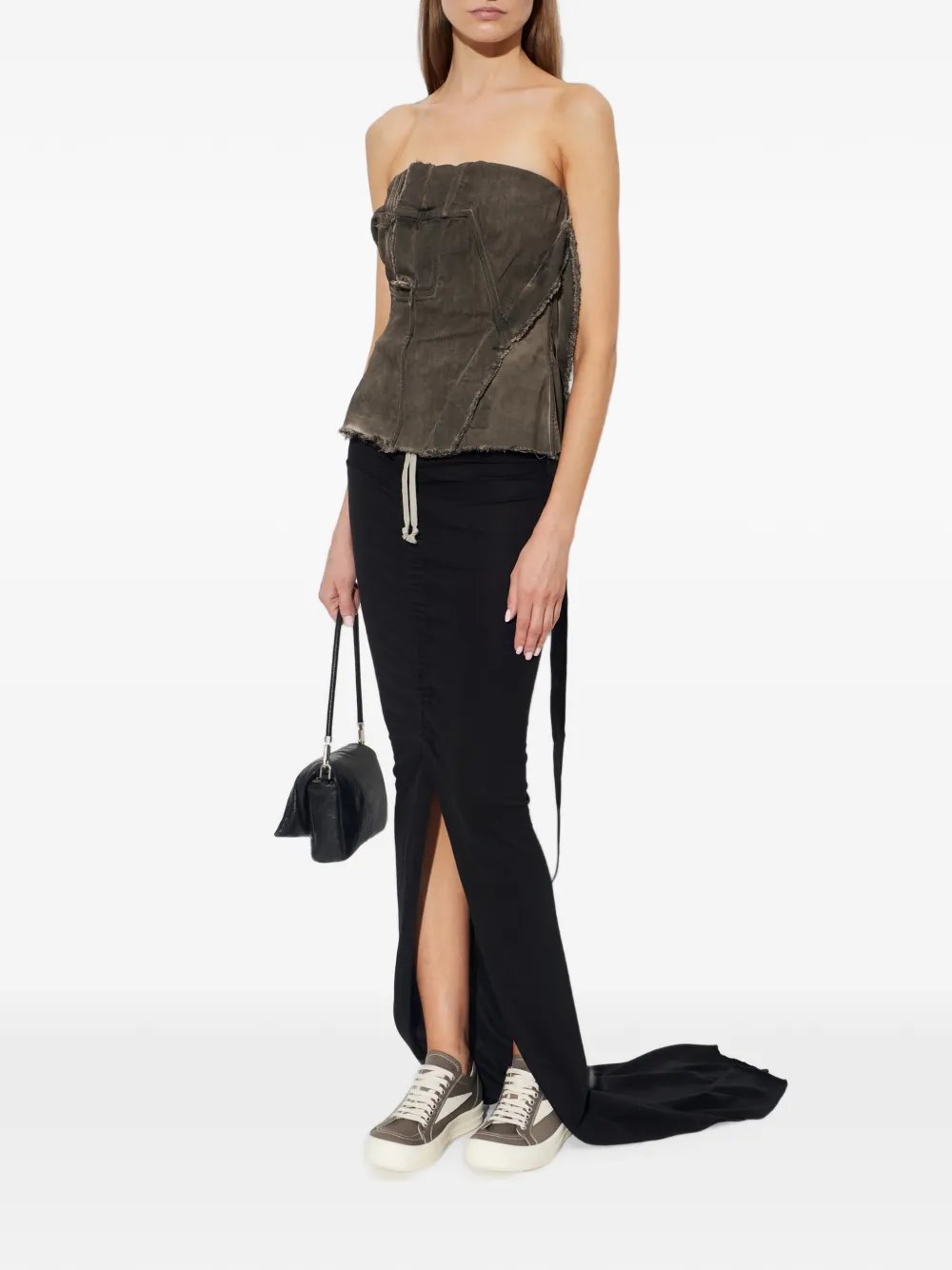 Rick Owens DRKSHDW frayed-edge bandeau top Grijs