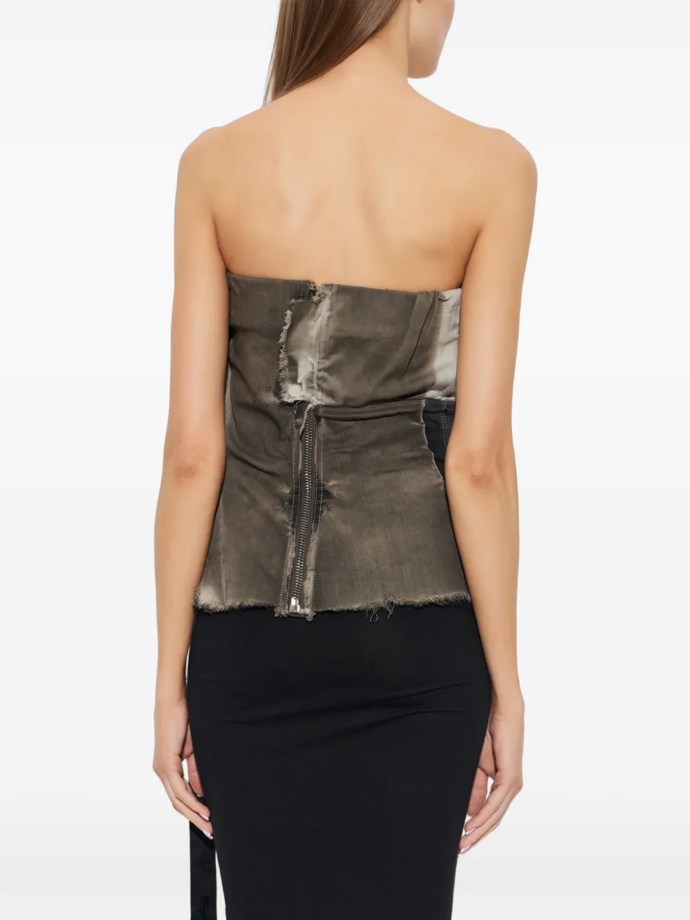 Rick Owens DRKSHDW frayed-edge bandeau top Grijs