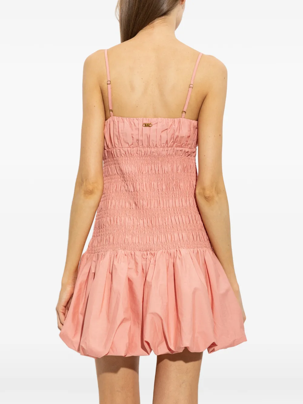 Michael Kors smocked cotton poplin bubble-hem dress Roze