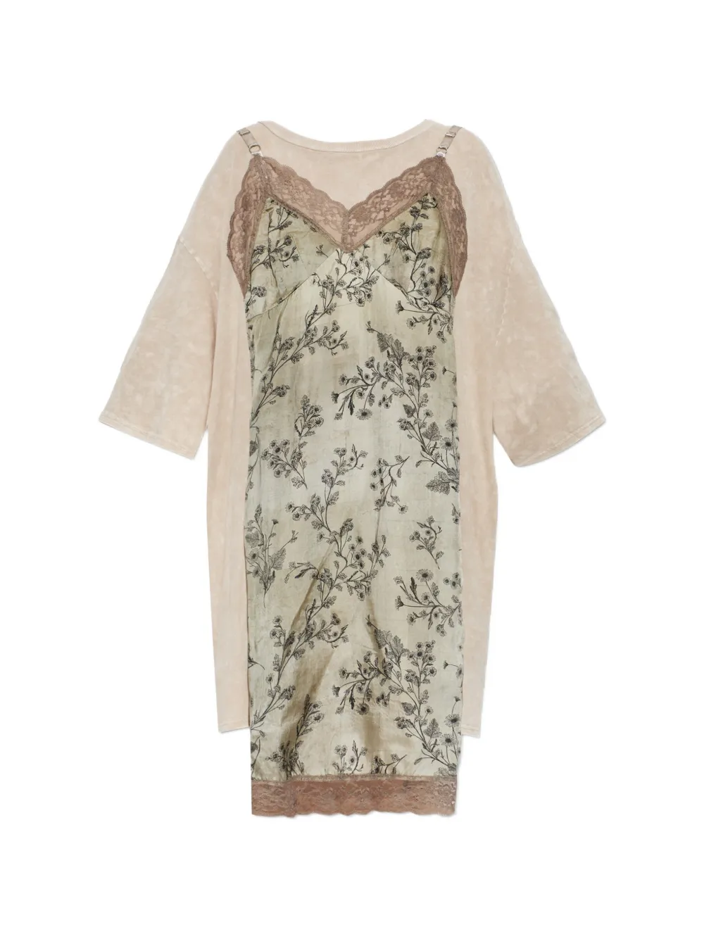 R13 floral-print lace-trim mini dress - Nude