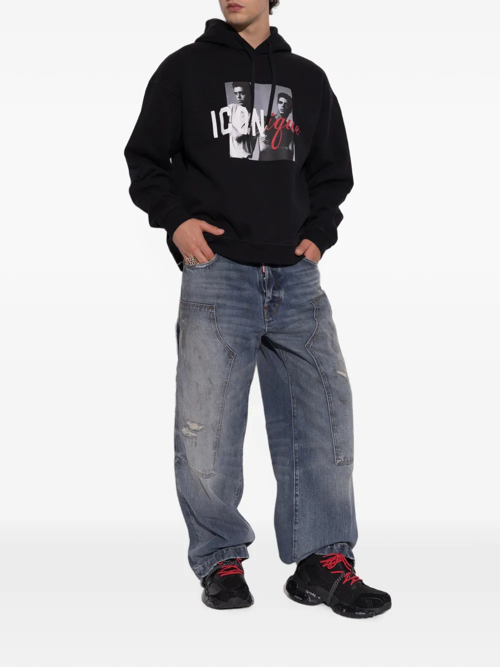 DSQUARED2 Hoodie met print Zwart