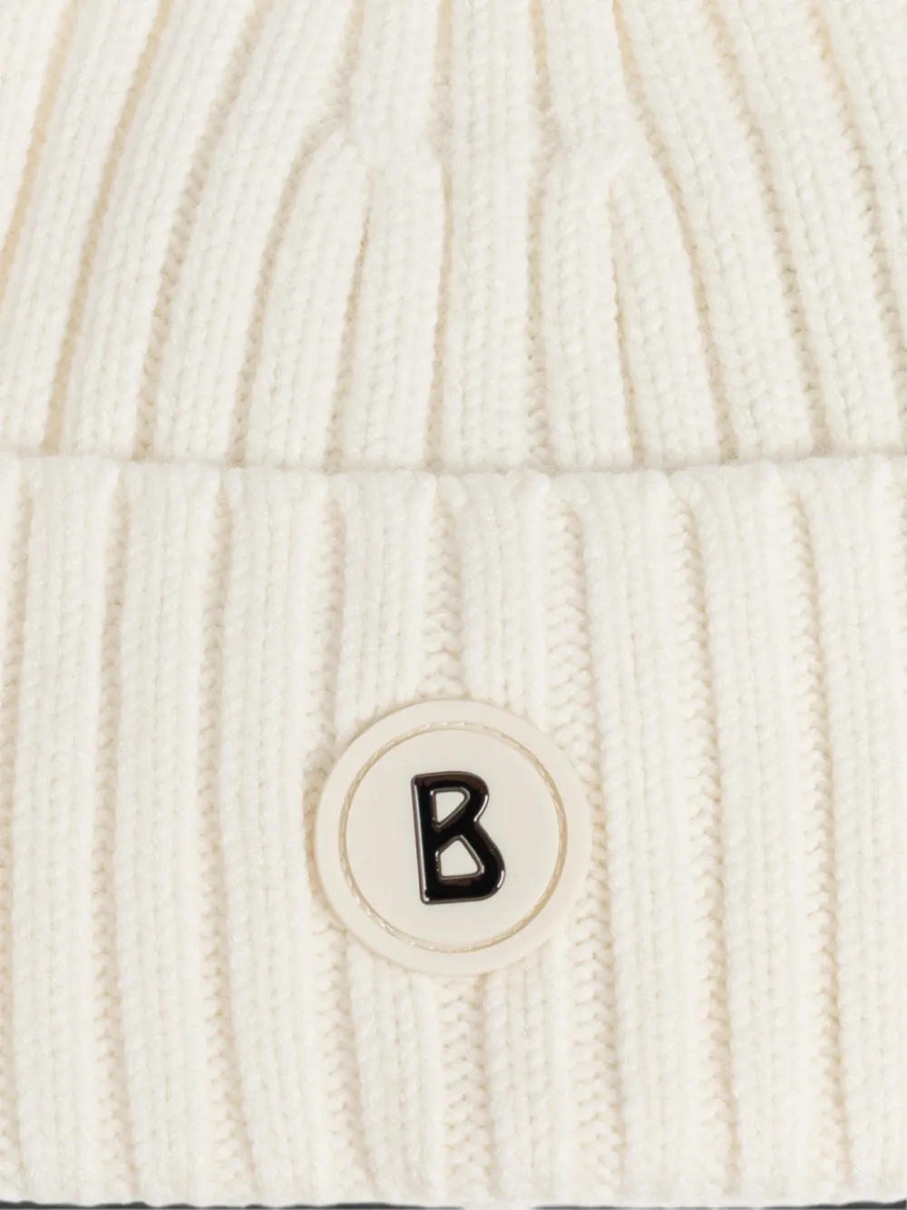 BOGNER Bony-1 ribgebreide muts met logo-patch Wit