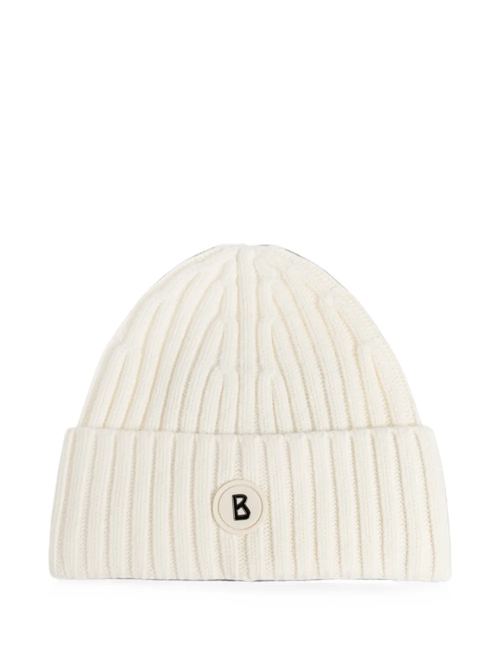 BOGNER Bony-1 ribbed-knit logo-patch beanie hat - Weiß