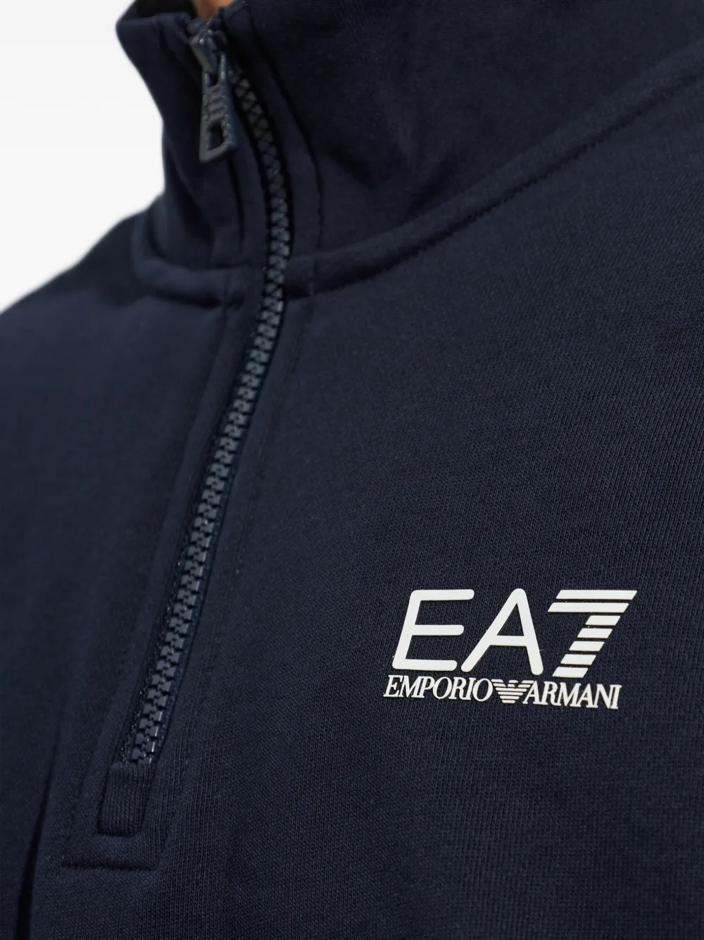 Ea7 Emporio Armani Sweater met halve rits Blauw