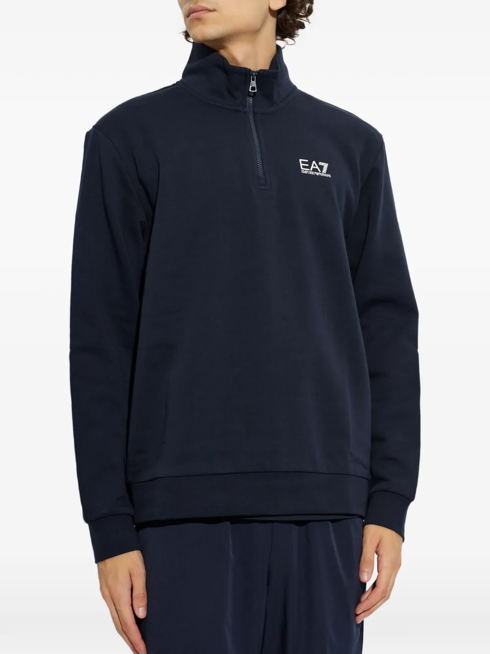Ea7 Emporio Armani Sweater met halve rits Blauw